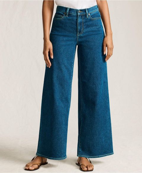 Женские джинсы Lands' End Petite Recover Denim High Rise Extra Wide Leg, цвет: Варёный