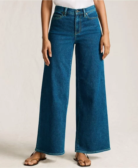 Petite Recover Denim High Rise Extra Wide Leg Jeans - Crawford wash