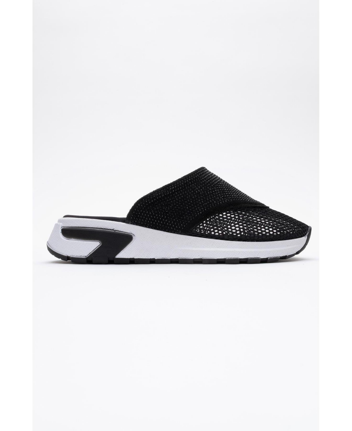 Glea Mesh Rhinestone Mules (Women) - Grey faux leather