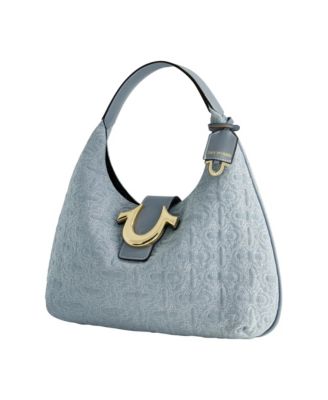 Quilted Horseshoe Large Denim Hobo