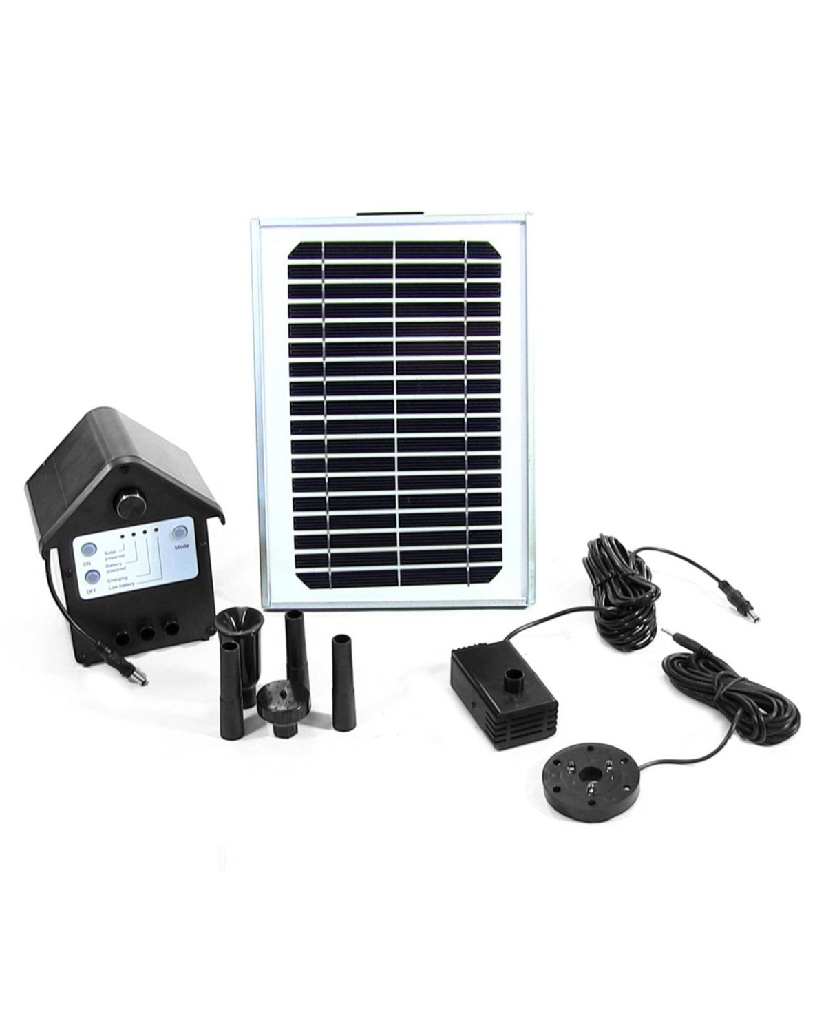 Outdoor Solar Powered Water Pump and Panel Kit with Battery Pack and Led Light - 65 Gph - 78" - Black