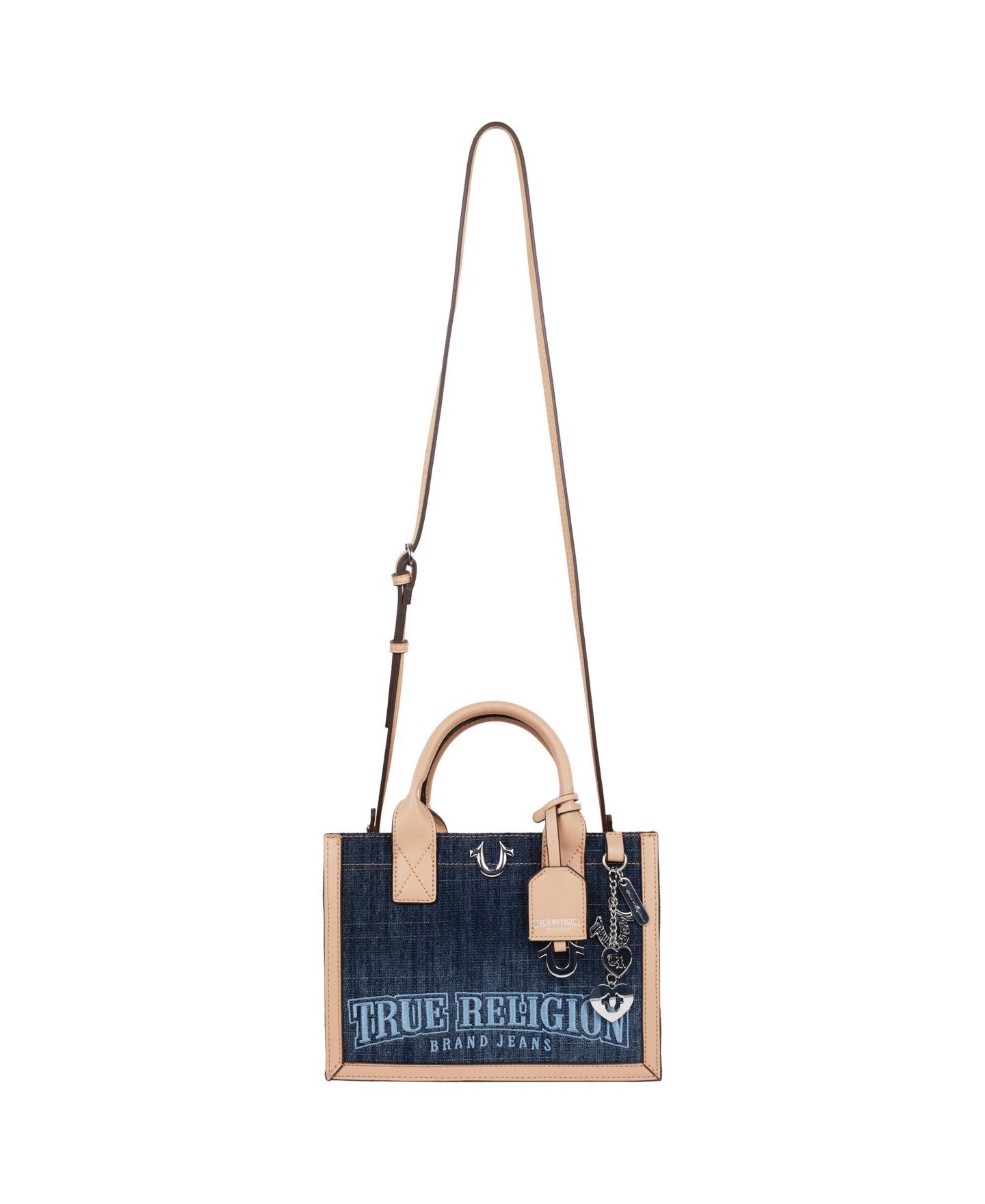 Женская сумка True Religion Bombe Logo Denim Tote, цвет: Тёмный джинсовый — фото 7