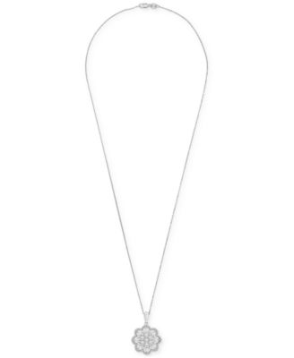 Diamond Round & Baguette 18" Pendant Necklace (1 ct. t.w.) in 14k White Gold or 14k Yellow Gold, Exclusively at Macy's