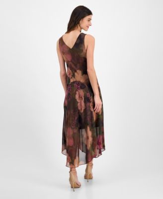 Women's Cowlneck Floral-Print Dress