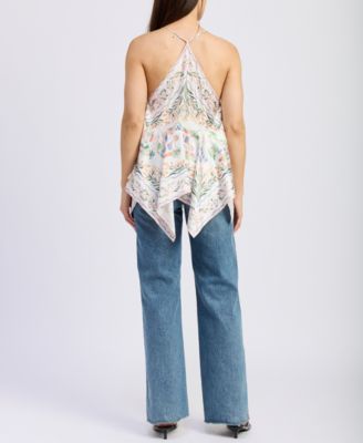 Women's Alaia Printed Sleeveless Handkerchief-Hem Top
