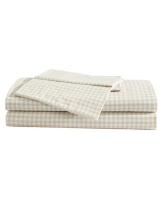Printed 200-Thread Count Cotton Percale 3-Pc. Sheet Set, Twin