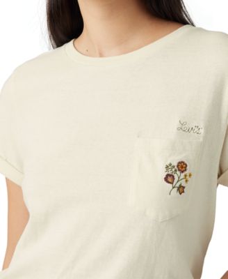 Levi's Women's Margot Cotton Embroidered-Trim T-Shirt - Macy's