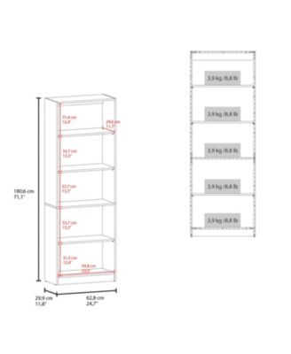 12.3" wood particle board Vinton 4-Tier Bookcase with Modern Storage for Books and Decor, Natural Oak / White