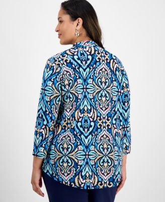 Plus Size Printed  V-Neck Top