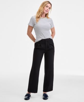 Women's Embellished-Crewneck Rib-Knit T-Shirt, Macy's Exclusive 