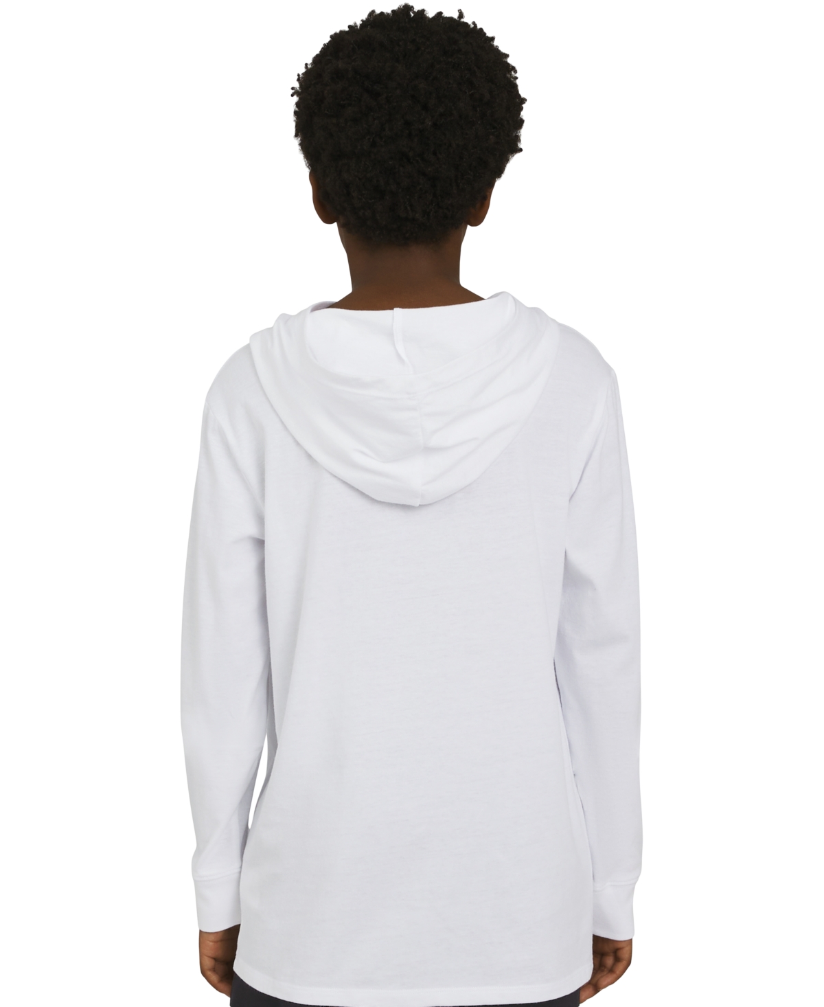 Champion Big Boys Signature Logo Long-sleeve Hooded T-shirt In White
