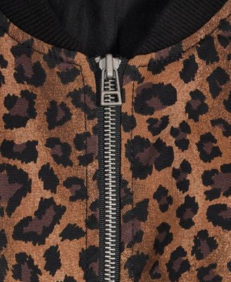 Women's Leopard Print Bubble-Hem Bomber Jacket