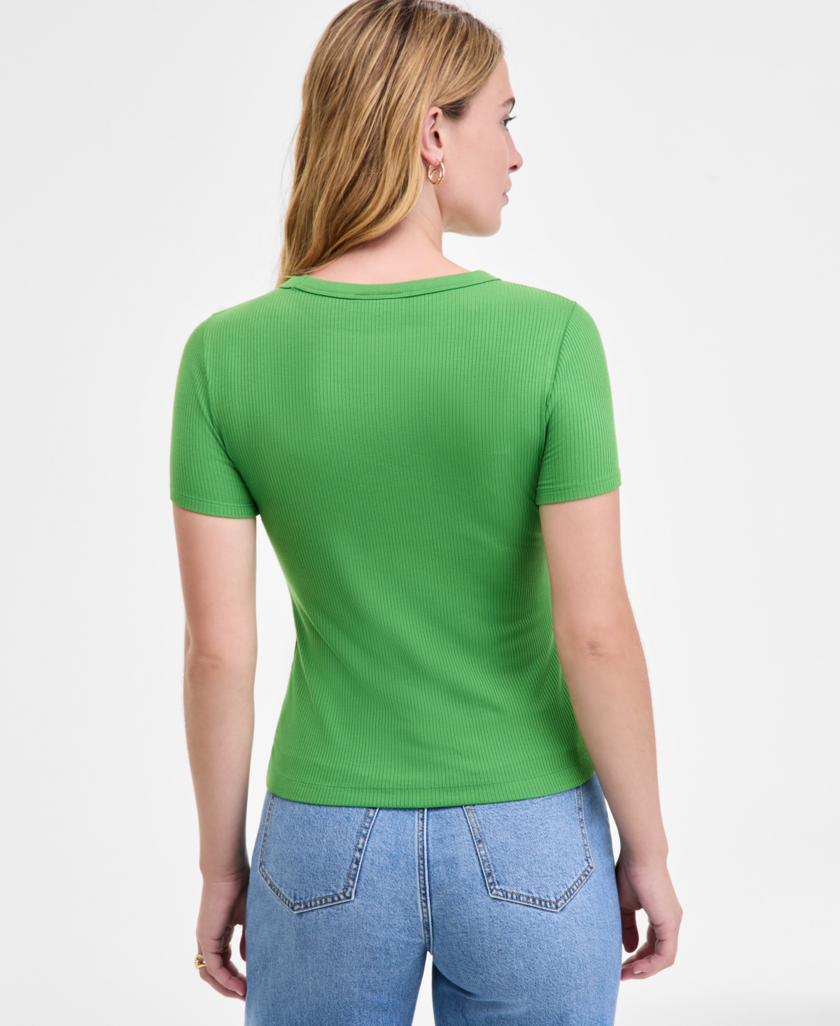 On 34th Women's Ribbed T-shirt, Created For Macy's In Green