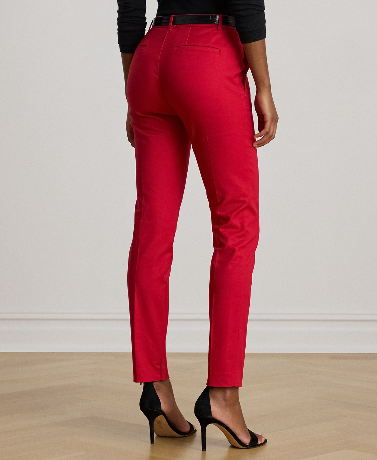 Ralph Lauren Petite Double-faced Stretch Cotton Pant In Red