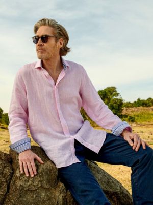 Men's Regular Fit Long Sleeve Linen Shirt