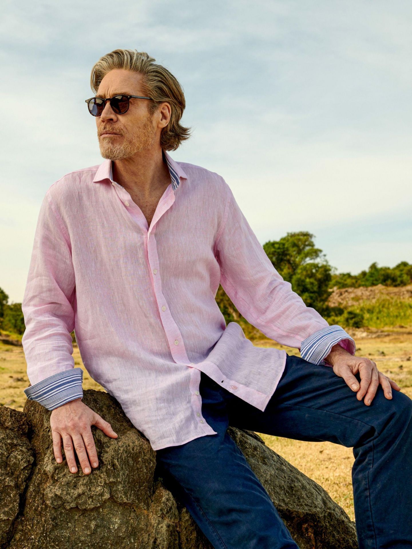 Мужская рубашка Koy Clothing Classic Linen Long Sleeve, цвет: Розовый — фото 8