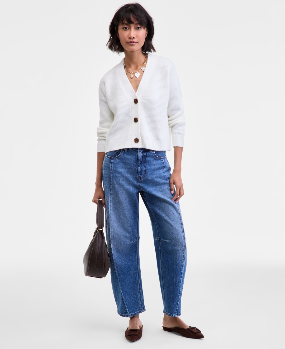 On 34th Women's Three-button Shaker Cardigan, Created For Macy's In Yellow
