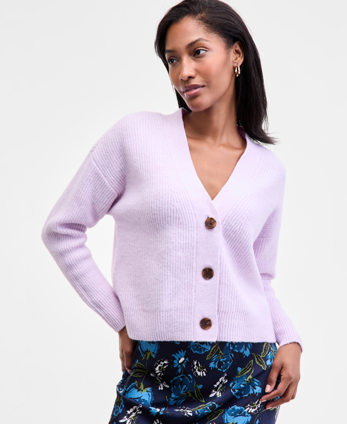 On 34th Women's Three-button Shaker Cardigan, Created For Macy's In Multi