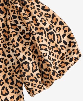Women's Sketchy Leopard-Print Puff-Sleeve Mini Dress, Macy's Exclusive 