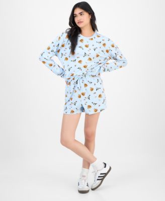 Juniors' Witchy Woodstock Long-Sleeve Shirt & Shorts 