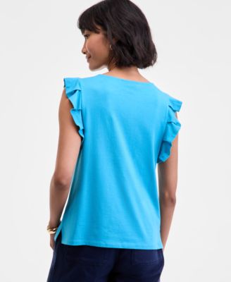 Women's Flutter-Sleeve Jersey T-Shirt, Macy's Exclusive