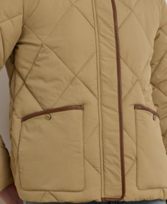 Women's Faux-Fur-Collar Diamond Quilted Jacket