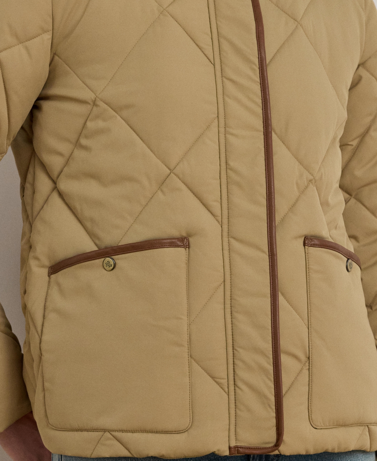 Ralph Lauren Women's Faux-fur-collar Diamond Quilted Jacket In Brown