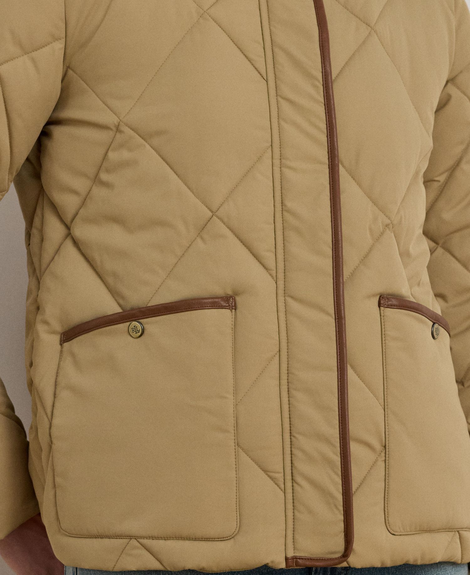 Women's Faux-Fur-Collar Diamond Quilted Jacket