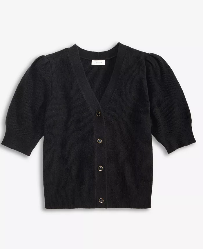 Women's Puff-Sleeve V-Neck Cardigan - thumbnail 5