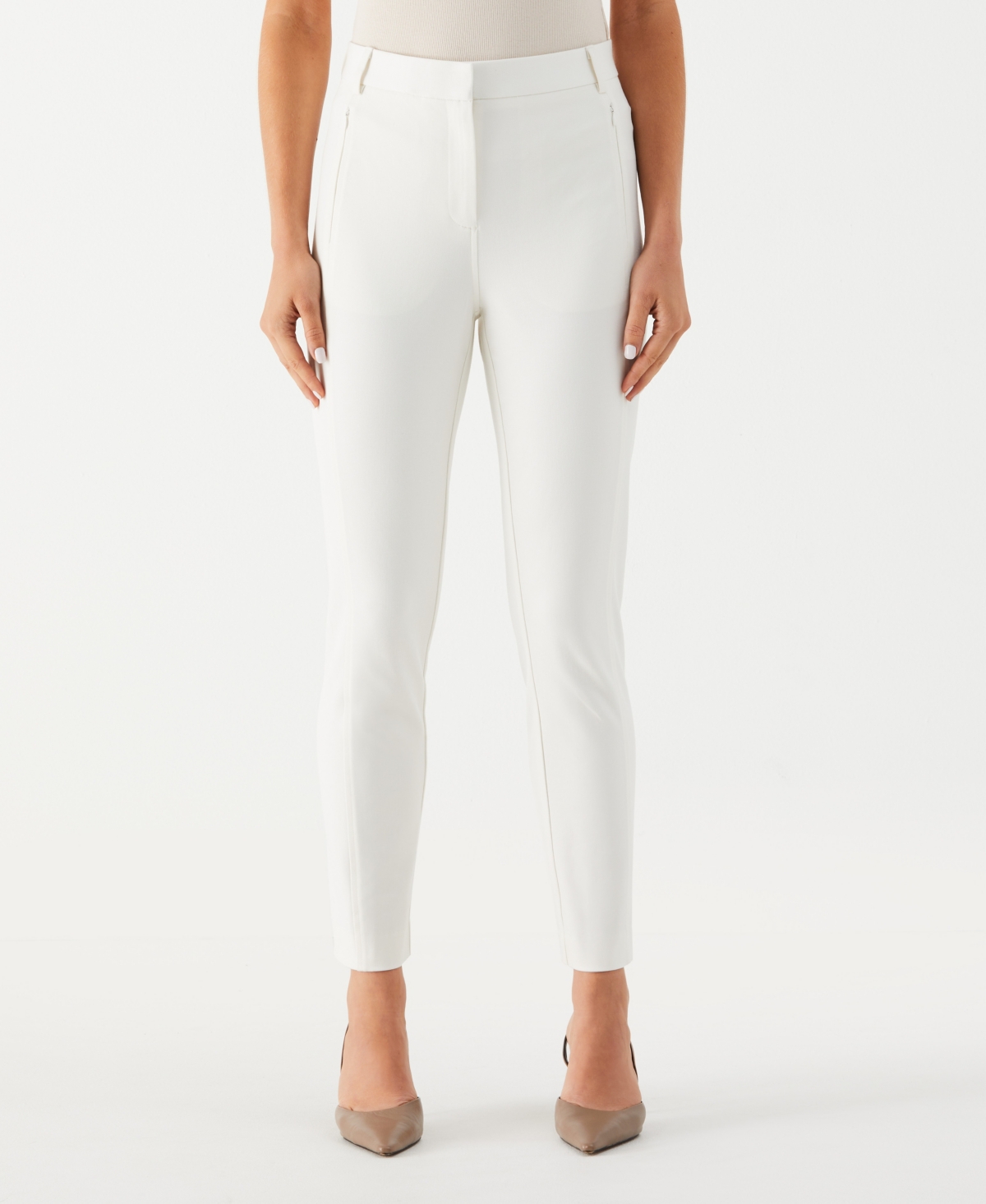 Petite Seamed Ankle Pants - Star White