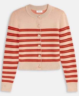 Women's Striped Long-Sleeve Crewneck Cardigan, Macy's Exclusive 