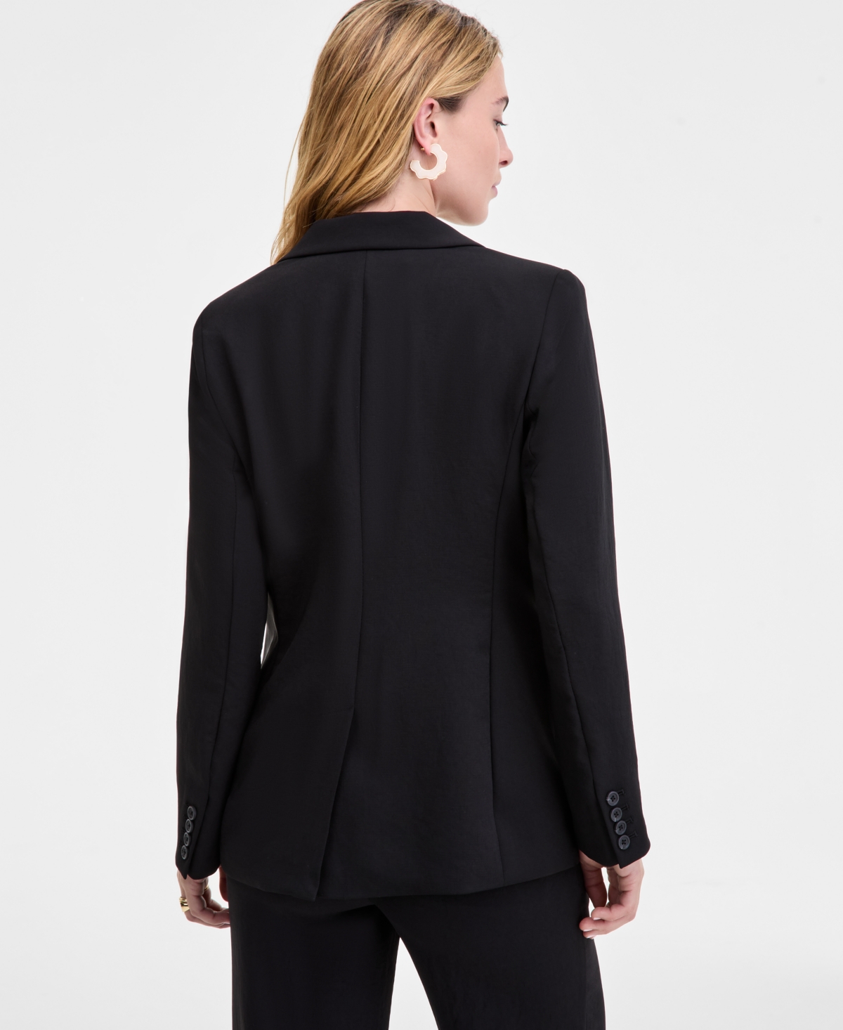 On 34th Womens Relaxed Crepe Blazer Xxs 3x Macys Exclusive In Black