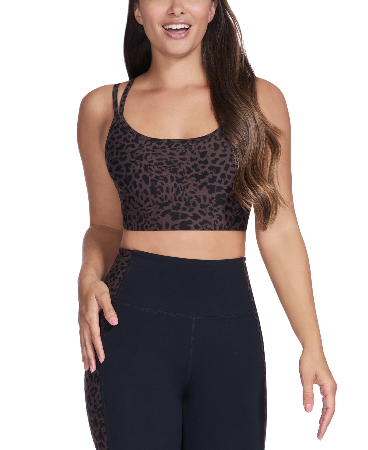 Skechers Gowalk Cheetah Print Sports Bra In Brown