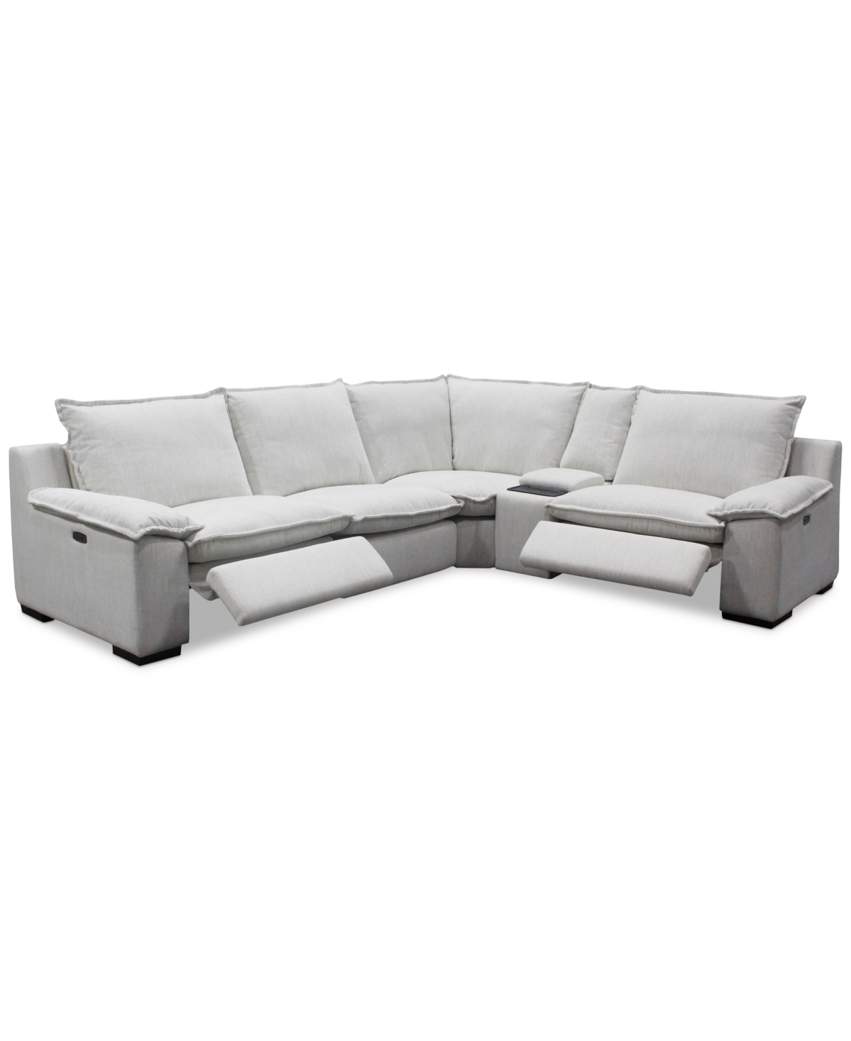 Macy's Borsi 5-pc. Sectional With 2 Power Recliners & 1 Console In Brown
