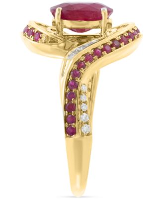EFFY&reg; Ruby (1-3/4 ct. t.w.) & Diamond (3/8 ct. t.w.) Statement Ring in 14k Yellow Gold