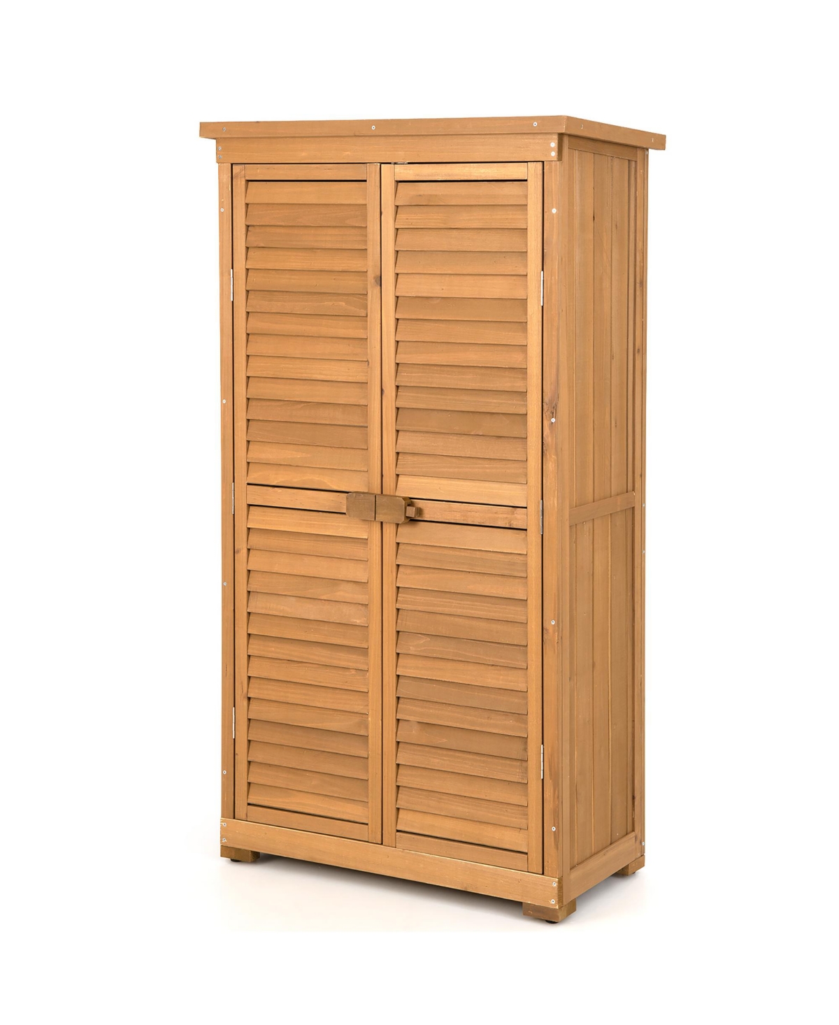 Outdoor Fir Wood Storage Shed Garden Tool Cabinet Locker Tall Vertical Organizer - Natural