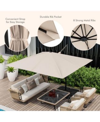 9.5 Feet Square Patio Cantilever Umbrella with 360° Rotation