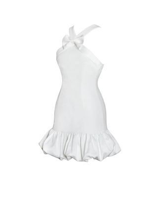 Women's Barbra White Cross Straps Bodycon Mini Dress with Bubble Hem