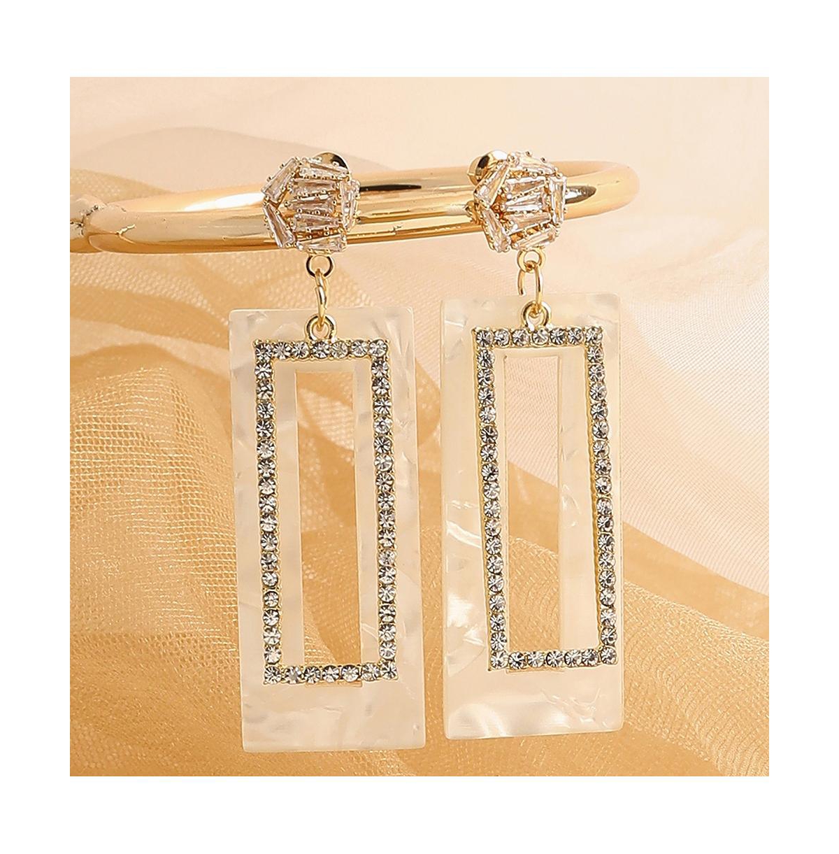 Sohi Women's Silver Geometric Drop Earrings