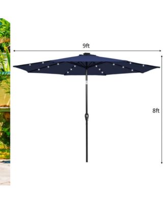 9 Feet Solar LED Lighted Patio Market Umbrella with Tilt Adjustment without Base