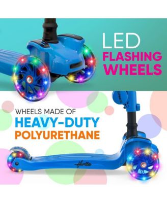 3-Wheeled Scooter for Kids - Wheel LED Lights, Adjustable Lean-to-Steer Handlebar, and Foldable Seat - Sit or Stand Ride