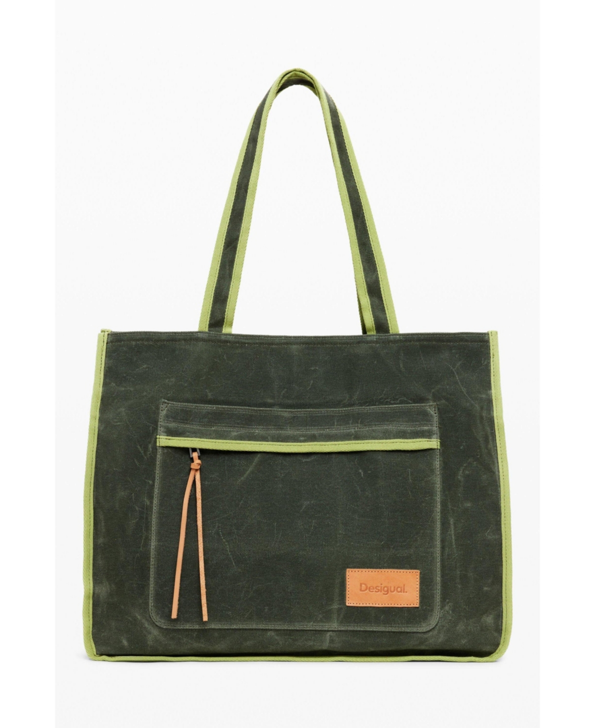 Women's Shopper bag with large pocket - Khaki
