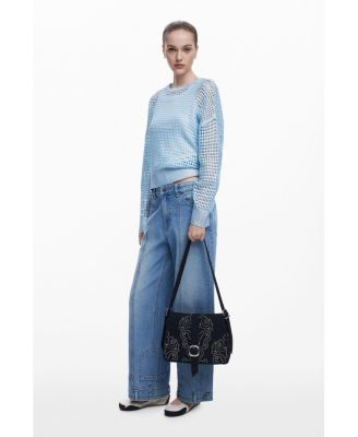 Women's Small crossbody faux leather studded bag