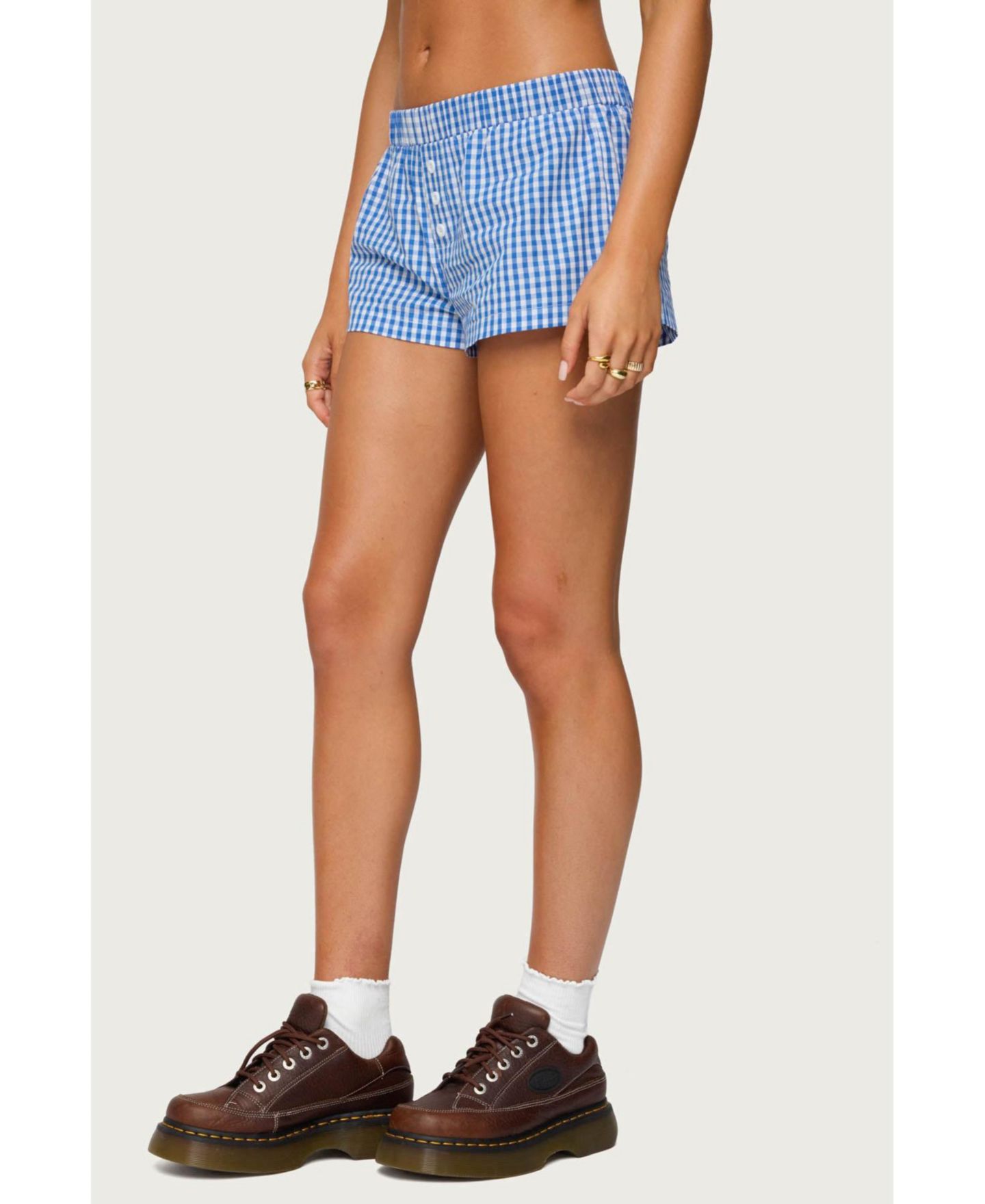 Женские трусы Edikted Maryanne Gingham Boxer Shorts, цвет: Синий — фото 4