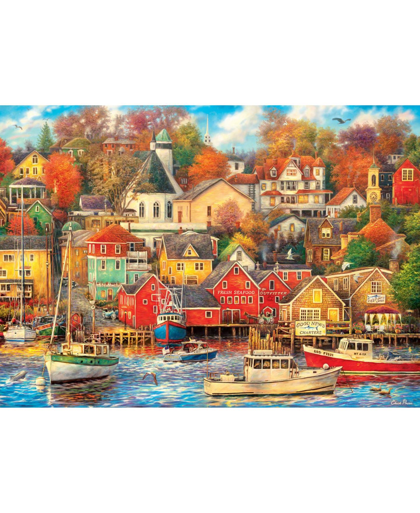 Пазл MasterPieces Puzzles Good Times Harbor с льняной фактурой, 1000 деталей, от 14 лет — фото 3