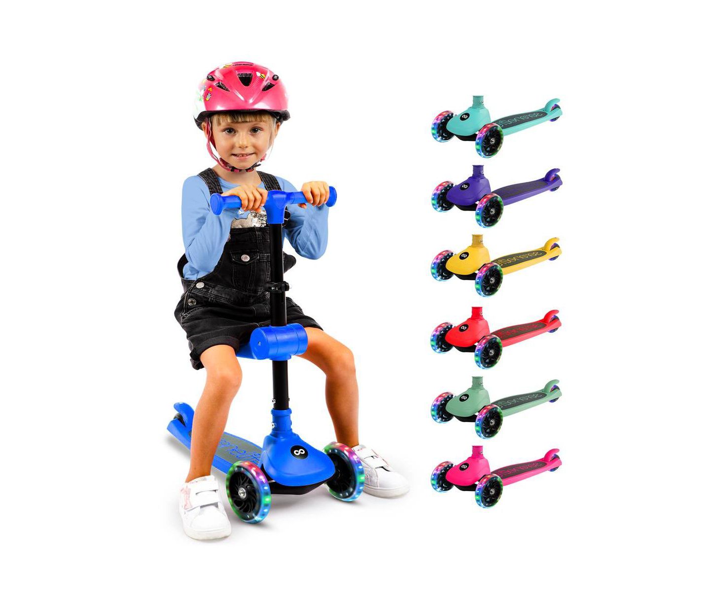 Детская игрушка SereneLife 3-Wheel Lean-to-Steer Built-in LED Wheel Lights Kids Scooter, Ages 2+, цвет: Синий — фото 1