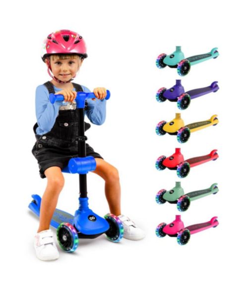 Детская игрушка SereneLife 3-Wheel Lean-to-Steer Built-in LED Wheel Lights Kids Scooter, Ages 2+, цвет: Синий