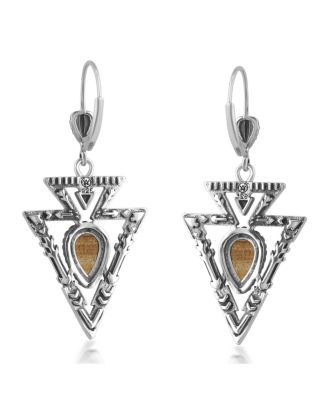 Sterling Silver Picture Jasper Arrowhead Lever Back Earrings