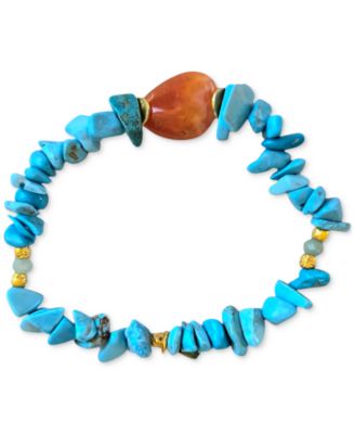 MINU Jewels - Gold-Tone Turquoise & Carnelian Stretch Bracelet