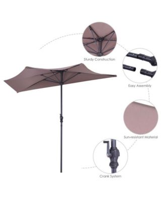 9 Feet Patio Bistro Half Round Umbrella without Weight Base
